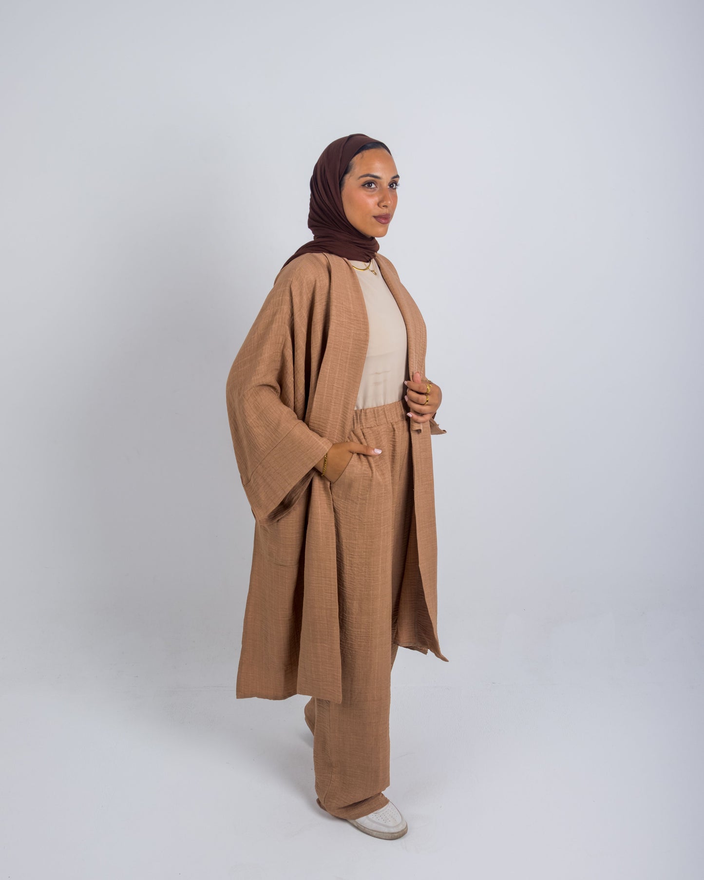 Relaxed Linen Set – Caramel Beige