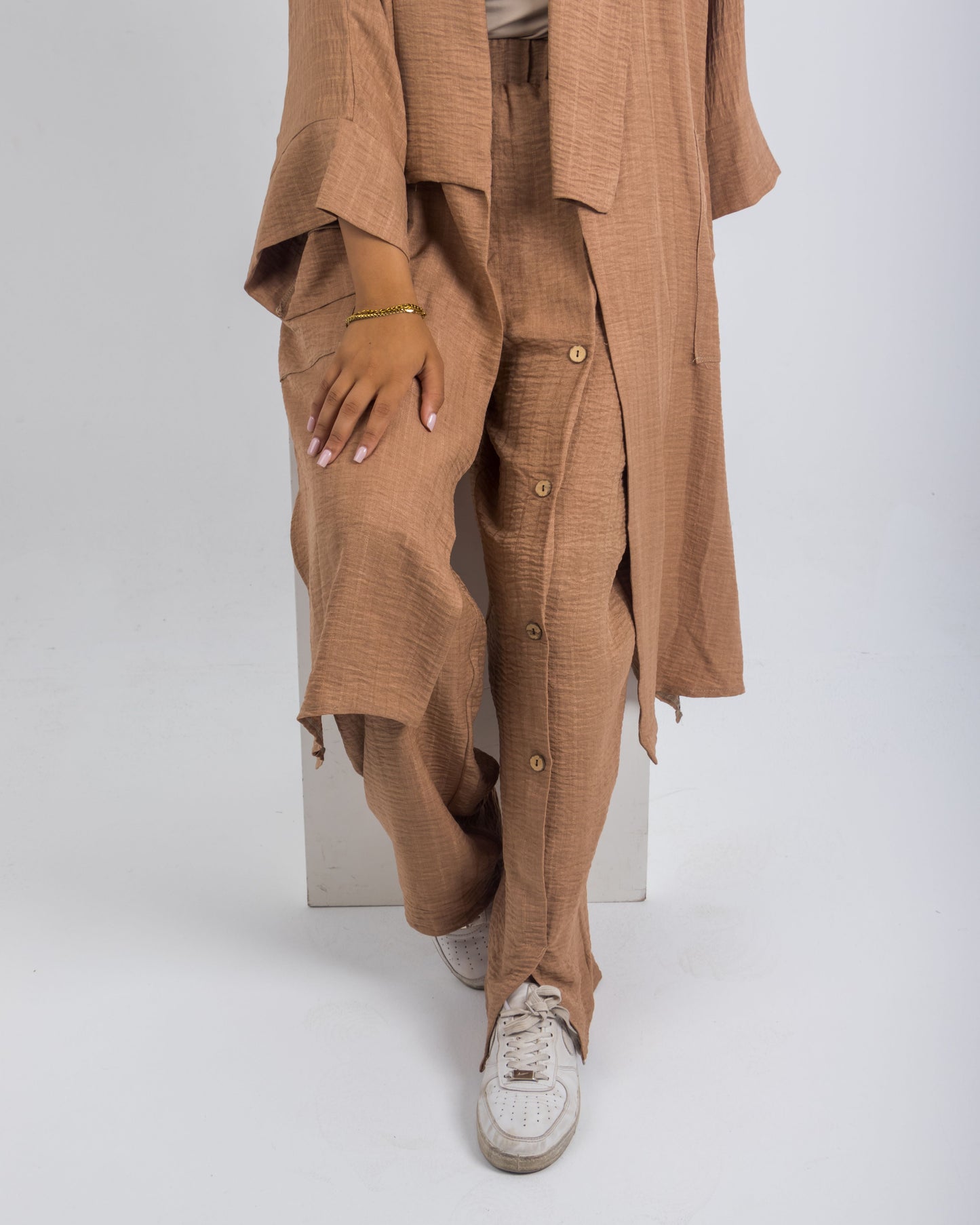Relaxed Linen Set – Caramel Beige