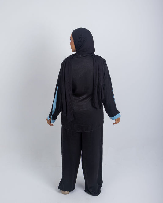 Flowy Shimmer Set – Black & Sky