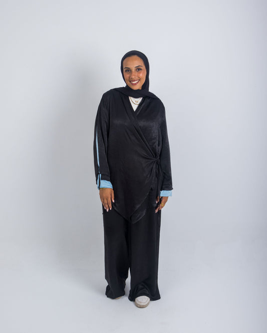 Flowy Shimmer Set – Black & Sky