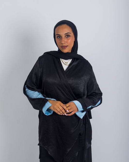 Flowy Shimmer Set – Black & Sky