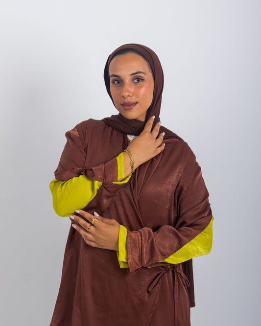 Flowy Shimmer Set – Brown & Lime