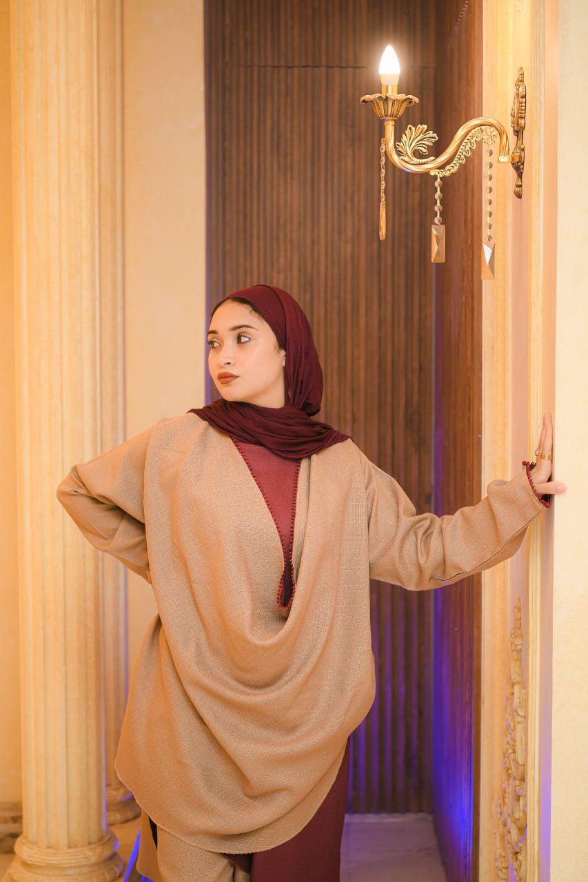 Brown and burgundy linen set